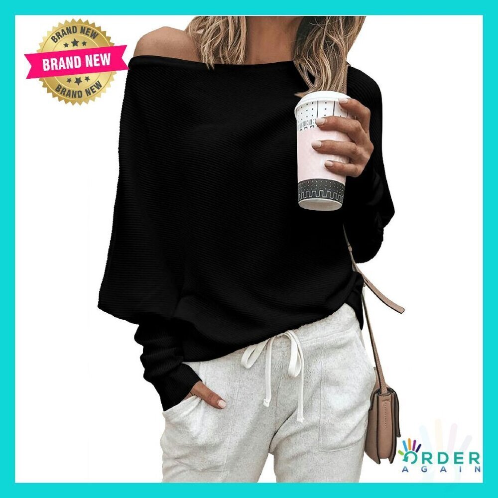 Oversized Batwing Sleeve Off Shoulder Pullover Sweater Chic Y2K Minimal